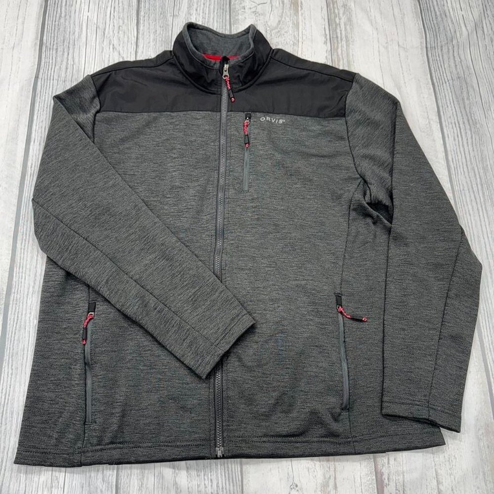 Orvis Full Zip Pullover Sweater XL Gray Fishing Casual Outdoors Mens